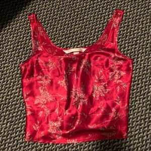 Victoria secret red & white silky pajama top